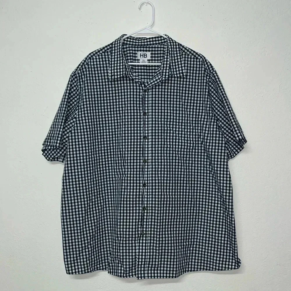 Harbor Bay 2XL plaid shirt men’s 2XL short sleeve plaid shirt blue button down